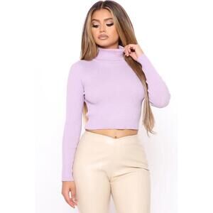 Taylor Crop Turtleneck Sweater - Lavender